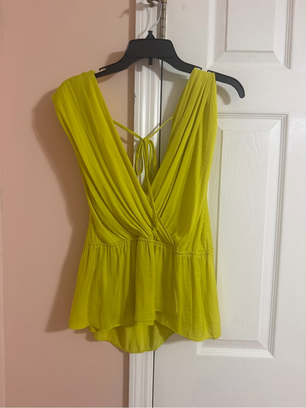 Naked Zebra Bright Chartreuse Sleeveless Wrap Top